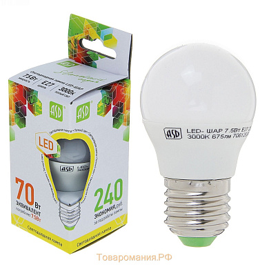Лампа ASD LED-A37 7,5Вт Е27 220В 3000К