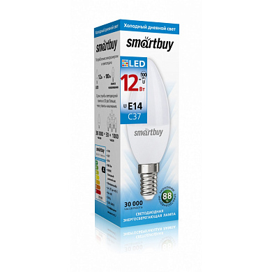 Лампа светодиодная SMARTBUY C37-12W/6000/Е14